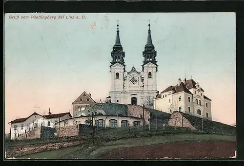 AK Linz a. d. Donau, Pöstlingsberg mit Wallfahrtskirche