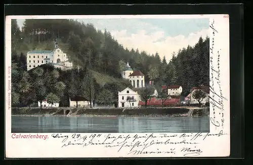 AK Linz a. d. Donau, Uferpartie unter dem Calarienberg