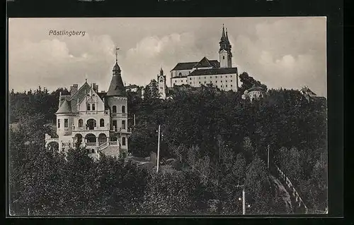 AK Linz a. d. Donau, Pöstlingberg, Blick zur Wallfahrtskirche