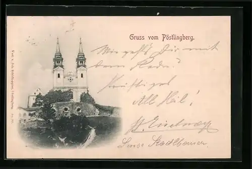 AK Linz a. d. Donau, Vor der Kirche auf dem Pöstlingberg