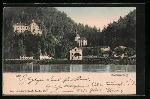 AK Linz a. d. Donau, am Ufer unter dem Calvarienberg