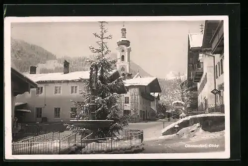 AK Oberaudorf i. Obby, Ortsansicht im Schnee