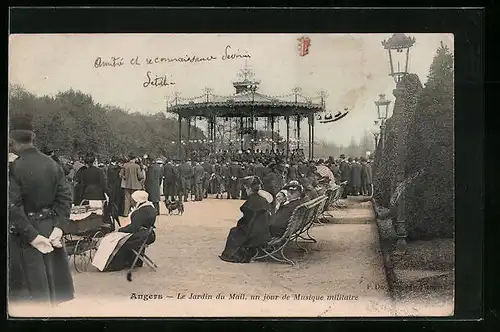 AK Angers, Le Jardin du Mail, un jour de Musique militaire