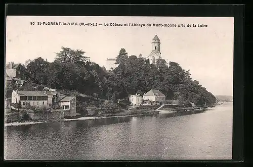 AK St-Florent-le-Vieil, Le Coteau et l`Abbaye du Mont-Glonne pris de la Loire