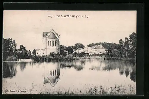 AK Le Marillais, die Kirche am Ufer