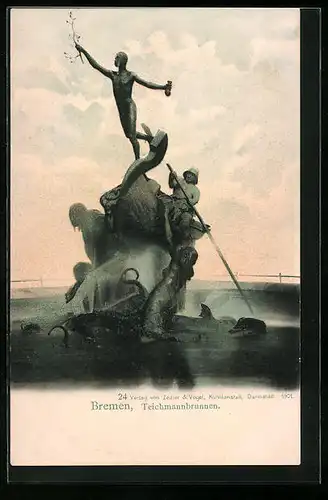 AK Bremen, am Teichmannbrunnen