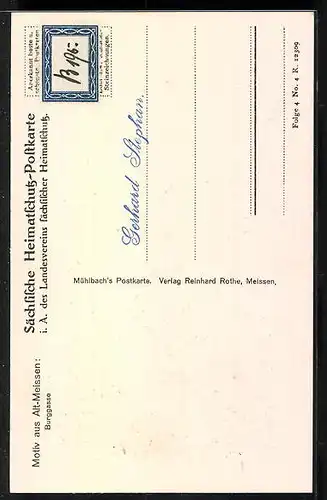 AK Alt-Meissen, Burggasse aus der Vogelschau