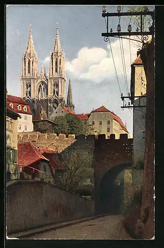 AK Meissen, Blick vom Hohlweg zum Dom