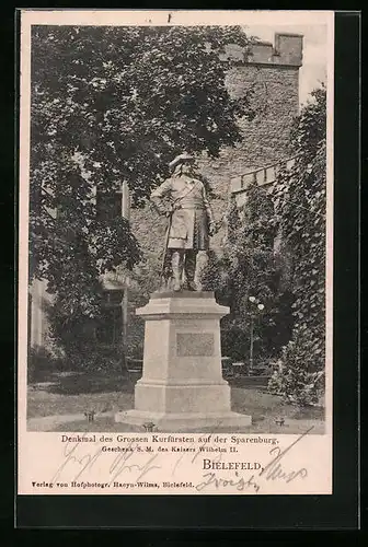AK Bielefeld, Denkmal des Grossen Kurfürsten auf der Sparenburg