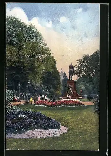 AK Kiel, Schlossgarten mit Kaiser Wilhelm-Denkmal