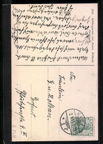 AK Kiel, Schlossgarten mit Kaiser Wilhelm-Denkmal