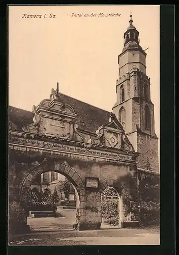 AK Kamenz i. Sa., Portal an der Hauptkirche