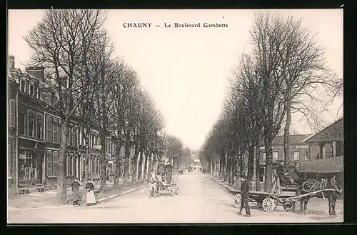 AK Chauny, le Boulevard Gambetta