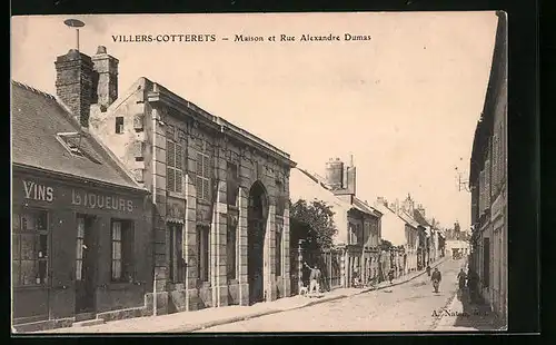 AK Villers-Cotterets, Maison et Rue Alexandre Dumas