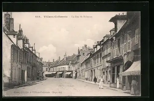 AK Villers-Cotterets, La Rue de Soissons