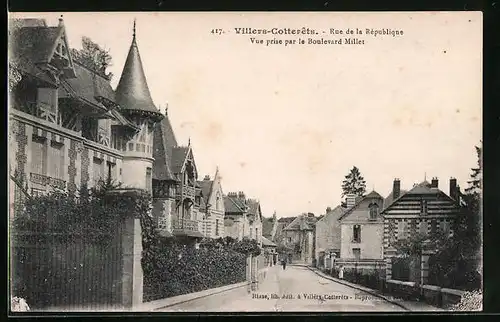 AK Villers-Cotterets, Rue de la République, Vue prise par le Boulevard Millet