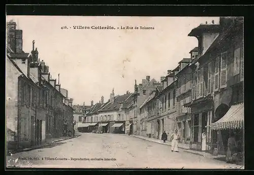 AK Villers-Cotterets, La Rue de Soissons