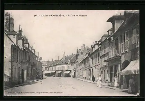 AK Villers-Cotterets, La Rue de Soissons