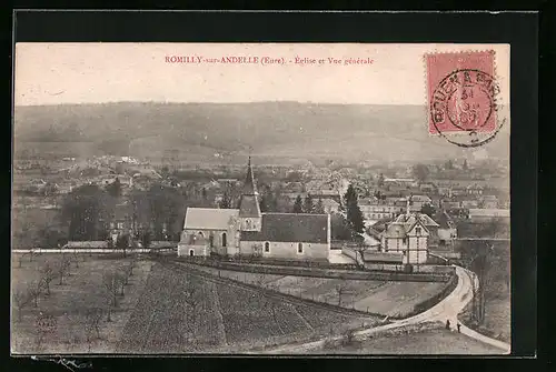 AK Romilly-sur-Andelle, Église et Vue Générale