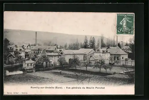 AK Romilly-sur-Andelle, Vue générale du Moulin Ponchet
