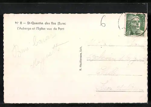 AK St-Quentin-des-Iles, l'Auberge et l'Eglise vue du Pont