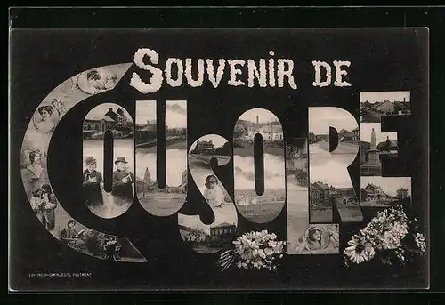 AK Cousolre, Ortsansichten und Portraits in Buchstaben