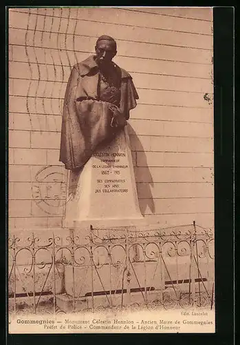 AK Gommegnies, Monument Célestin Hennion, Ancien Maire de Gommegnies, Préfet de Police