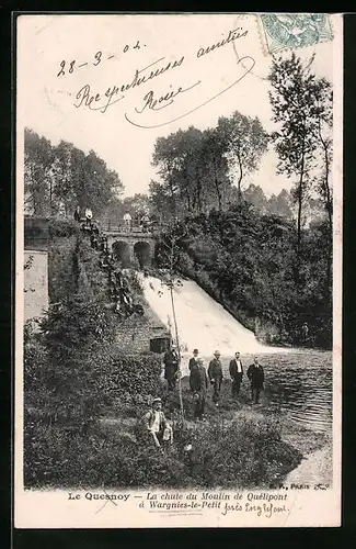 AK Le Quesnoy, la chute du Moulin de Quélipont à Wargnies-le-Petit