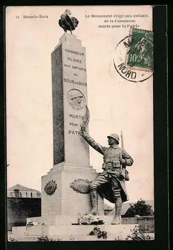 AK Sous-le-Bois, le Monument érigé aux enfants de la Commune morts pour la Patrie