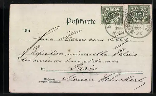 Mondschein-AK Stuttgart, Gesamtansicht vom Schlossplatz