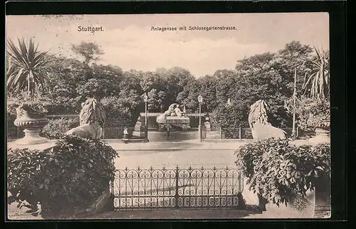 AK Stuttgart, Anlagensee mit Schlossgartenstrasse