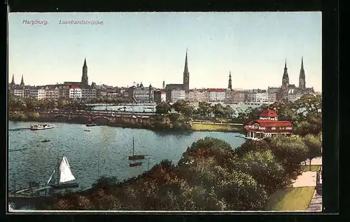 AK Hamburg-Neustadt, Blick auf die Lombardsbrücke