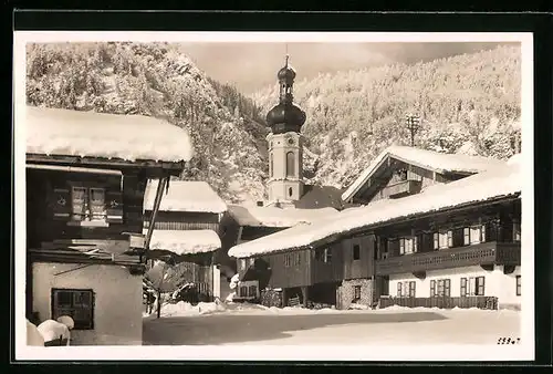 AK Reit i. Winkl, Dorf mit Kirche im Winter