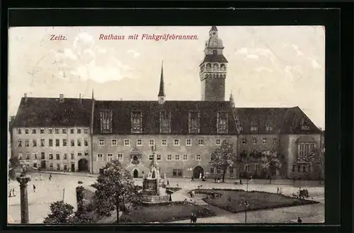 AK Zeitz, Rathaus mit Finkgräfebrunnen