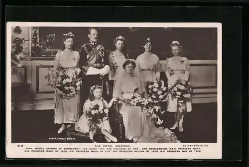 AK Portrait The Royal Wedding, Prince Arthur of Connaught, H. H. the Duchess of Fife