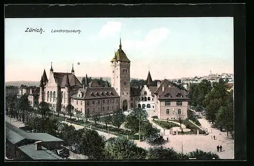 AK Zürich, Blick auf das Landesmuseum