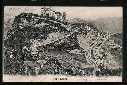 AK Rigi-Kulm, Panoramablick auf das Hotel