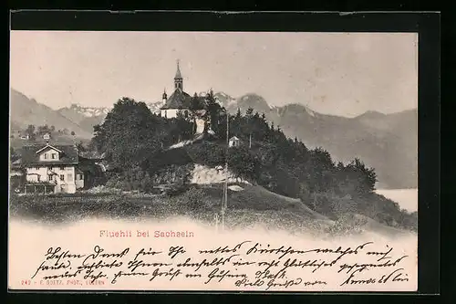 AK Fluehli bei Sachseln, Teilansicht mit Kirche
