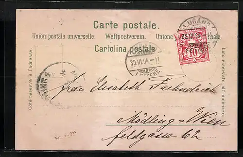 AK Morcote, Ortspartie vom See aus gesehen