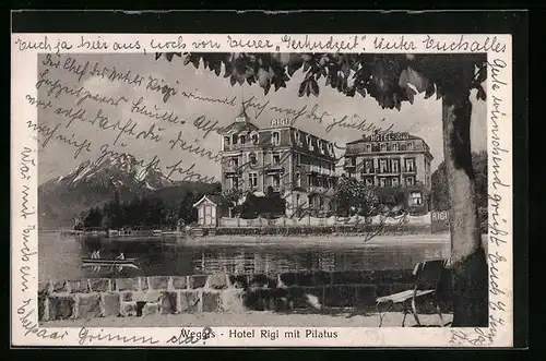 AK Weggis, Hotel Rigi mit Pilatus