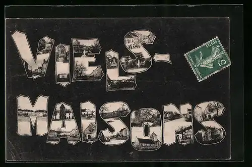 AK Viels-Maisons, verschiedene Ansichten in Buchstaben