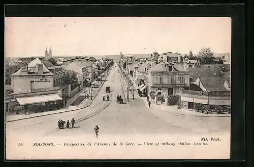 AK Soissons, Perspective de l'Avenue de la Gare