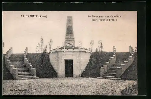 AK La Capelle, le Monument aux Capellois morts pour la France