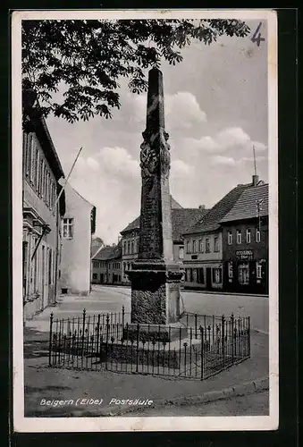 AK Belgern /Elbe, Postsäule