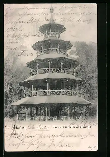 AK München-Schwabing, Chines, Turm im Englischen Garten