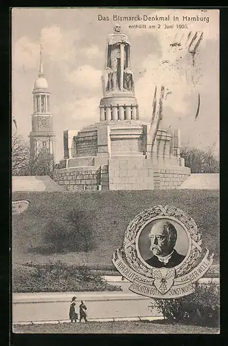 AK Hamburg-St.Pauli, Das Bismarck-Denkmal enthüllt 1906