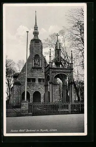 AK Lützen, Gustav Adolf-Denkmal mit Kapelle