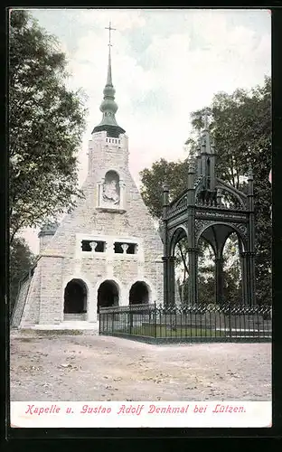 AK Lützen, Kapelle und Gustav Adolf Denkmal