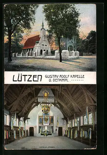 AK Lützen, Gustav Adolf Kapelle und Denkmal, Innenansicht