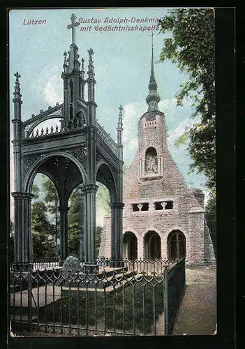 AK Lützen, Gustav Adolf-Denkmal mit Gedächtniskapelle
